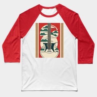 Acoustic Guitar Japanese Style Abstract Artwork Baseball T-Shirt